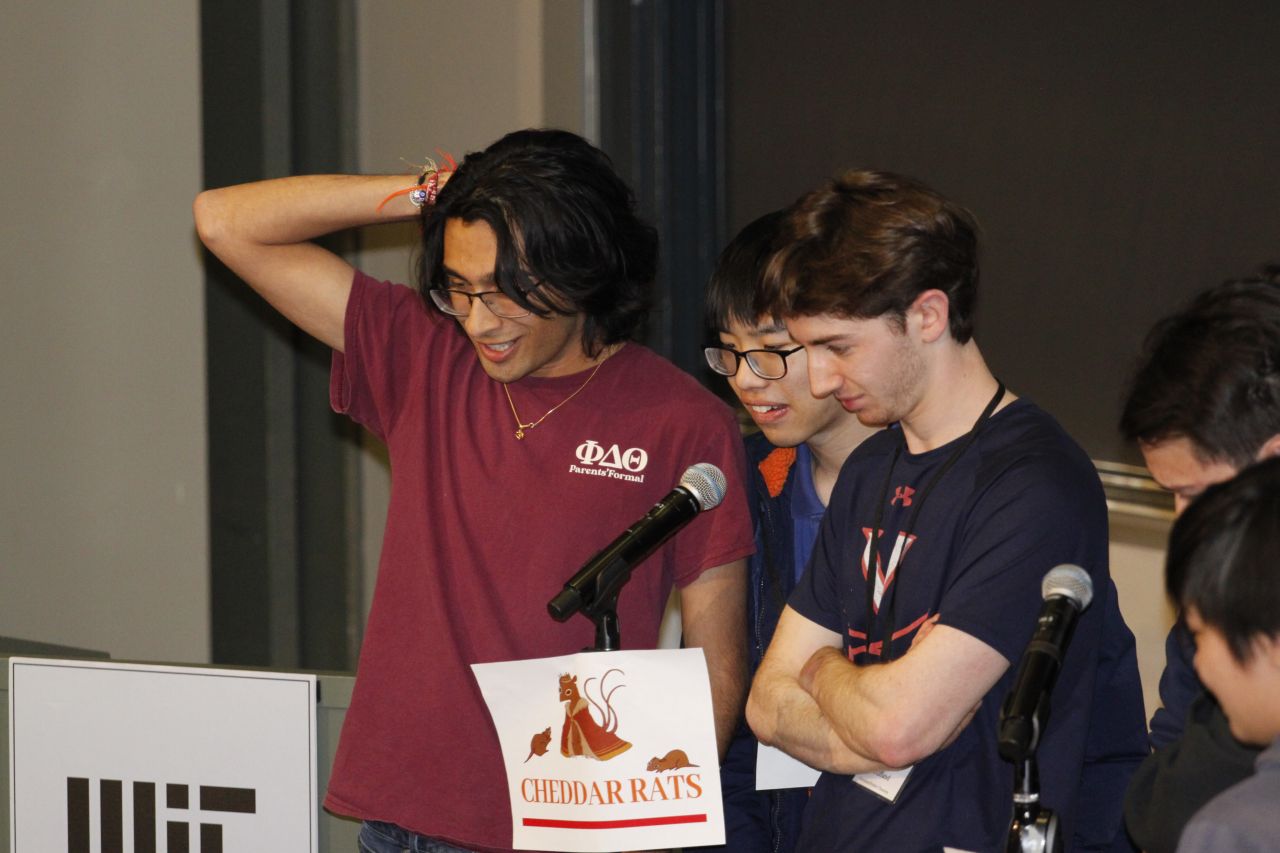 Battlecode team at MIT presenting during competition