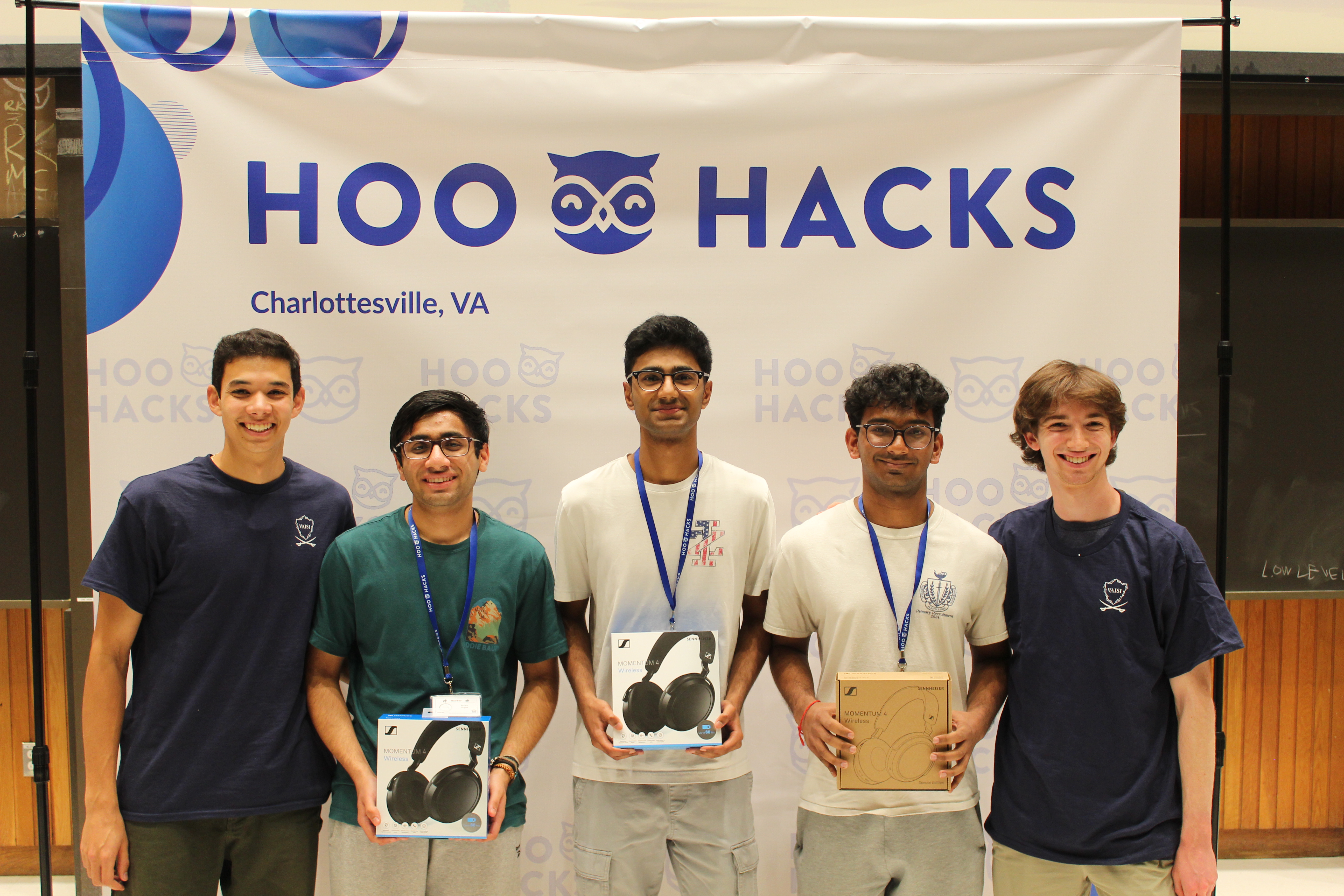 Posing with the winners of the HooHacks 26 track